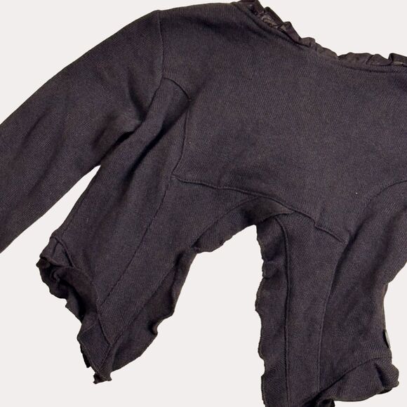 Jottum Ruffle Cardigan Sweater Split Back Brown 98 US 3 bv - Picture 5 of 6